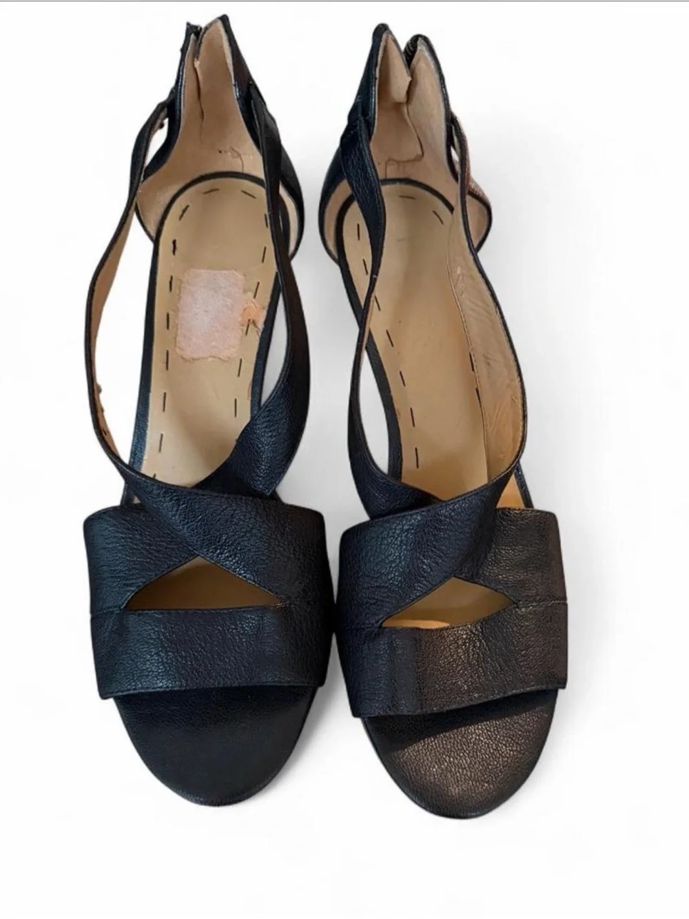 Nine West Women's Black Leather Open-Toe Slingback Sandals